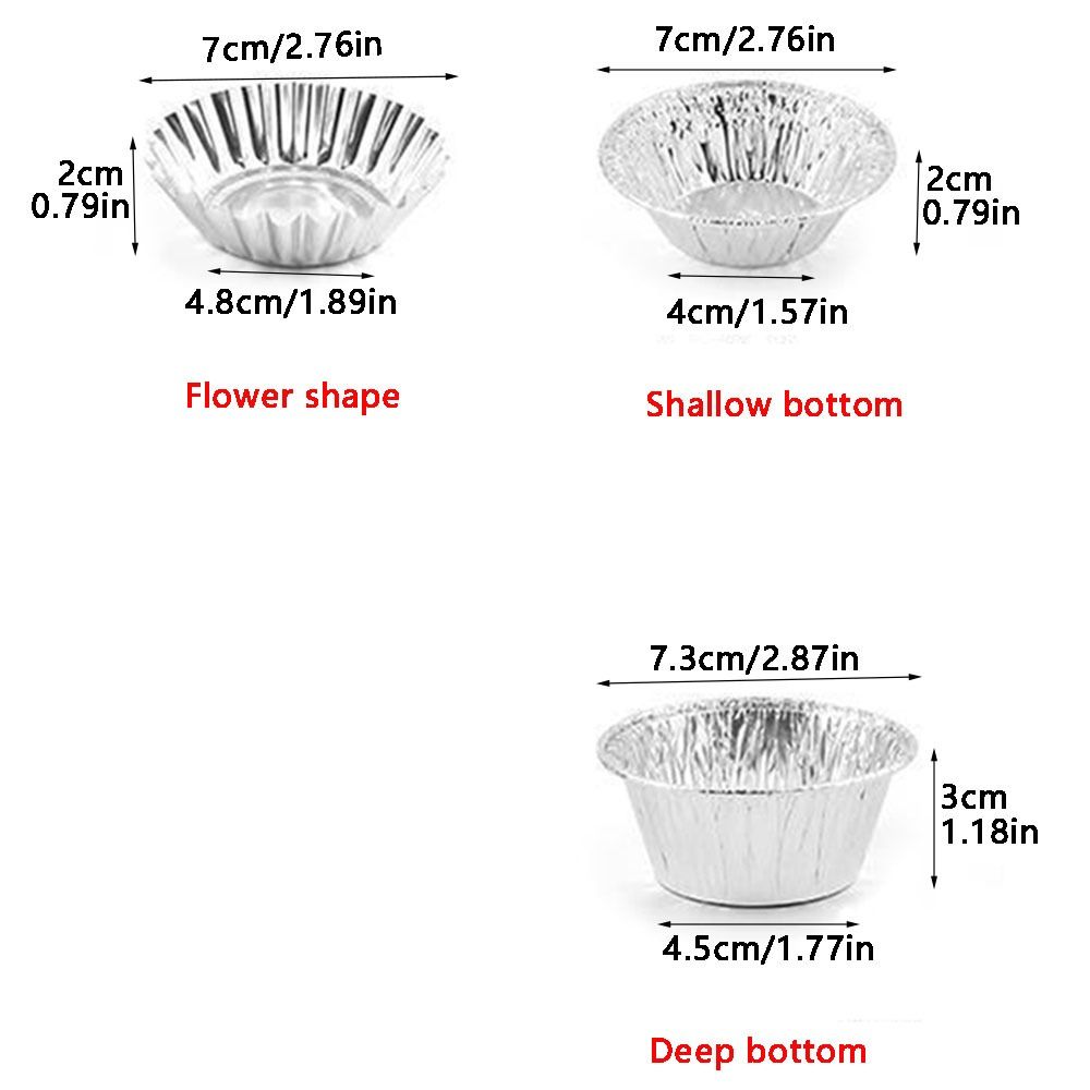 100Pcs Tray Aluminum Foil Egg Tart Mould Round Non-stick Cupcake Tin Mold Mini Pot Disposable Tart Pan Dessert