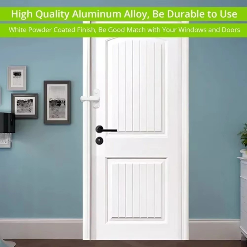 Household Use Plastic Door T-Lock Sweep Latch Open Inside Outside Window Sash Lock Stainless Steel Safety Lever Handle Balcony Door
