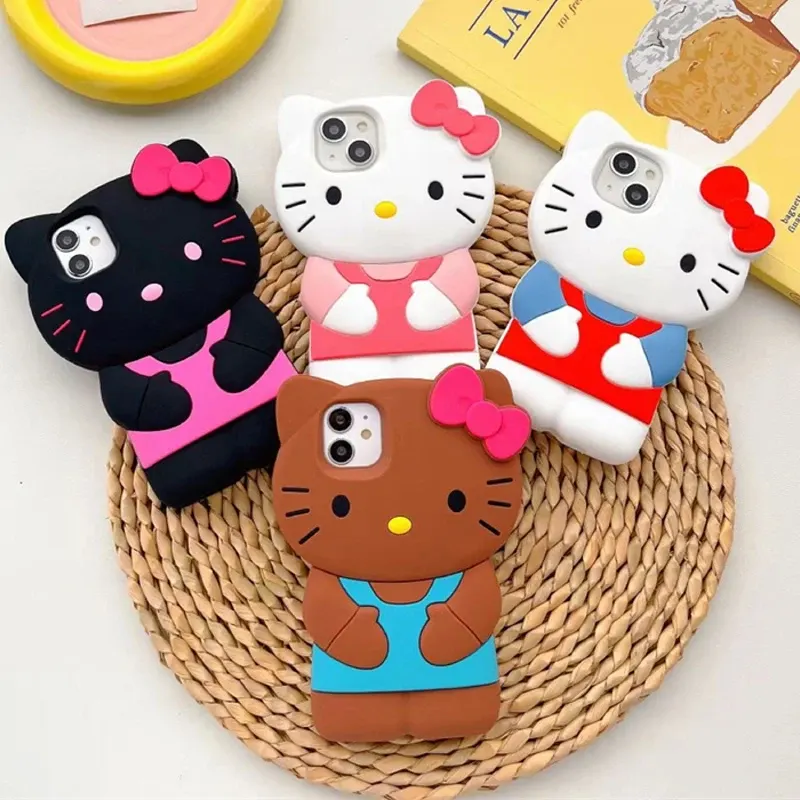 Wenefang Sanrio Hello Kitty Cute Phone Case For iPhone 15 14 13 12 11 Pro Max XR Mini XS Max 7 8 Plus Full Screen Anti Fall Lovely Cover