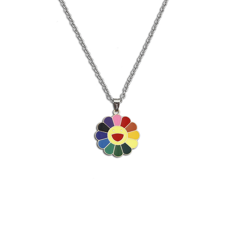 【Innovative designs】Ins Simple Titanium Sunflower Woolen Chain Ins Pendant Necklace Trendy Couple