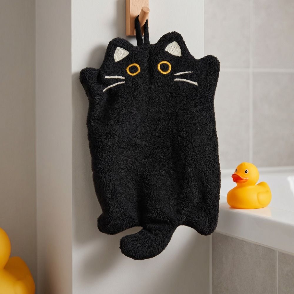 Cute Cat Shaped Kitchen Wipe Towel Strong Absorbent Quick Dry Handkerchief Towel Fleece Heat Resistant Hand Wiping Cloth Kitchen