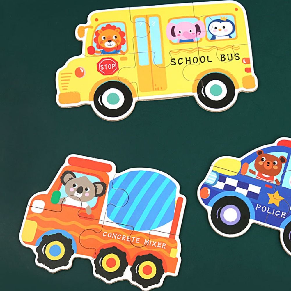 Logical Thinking Training Dinosaur Cartoon Animal Jigsaw Car Montessori 3D Wooden Puzzle Colorful Educational Baby Wooden Toys Toy for Children