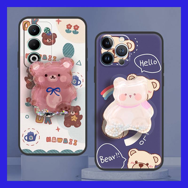 Cartoon Rotatable stand Phone Case For OPPO A5 5G/4G 2025 Global Waterproof Anti-knock Durable Glitter Simplicity TPU