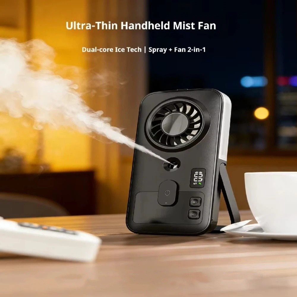 Humidifier Fan Mini Size Handheld Mist Fan Mist Sprayer Compact Design Rechargeable Fan Powered Hydrating Function Spray Fan Travel Companion