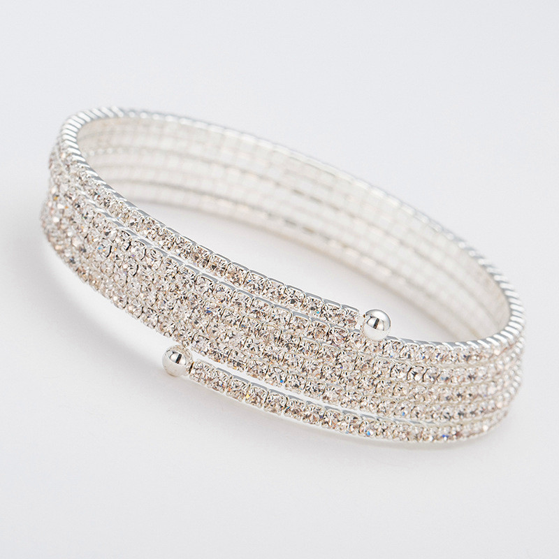 【Exclusive Discount】Cute Female golden Color Color Bangle Rhinestone Wedding Bracelets Bangles 2019 Fashion Valentine's Day Gifts