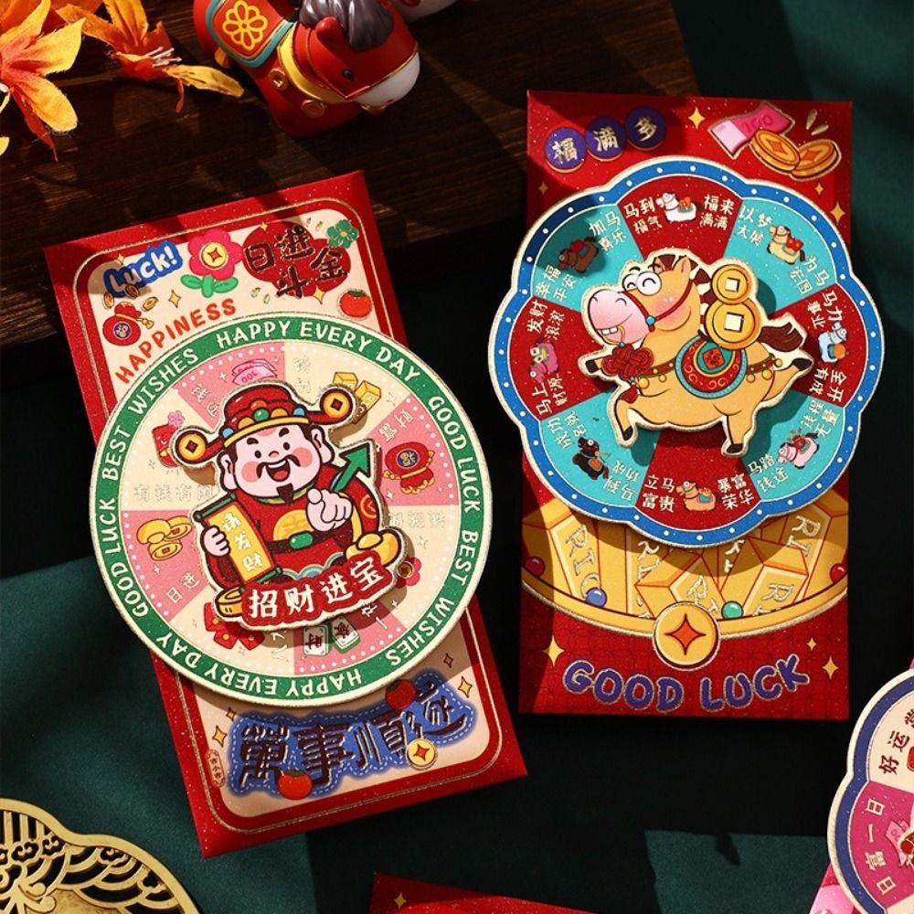 Cute Paper 2026 Horse Year Red Envelope Cartoon Design Red New Year Money Envelope Thickened Chinese Style God of Wealth Envelopes Chinese New Year