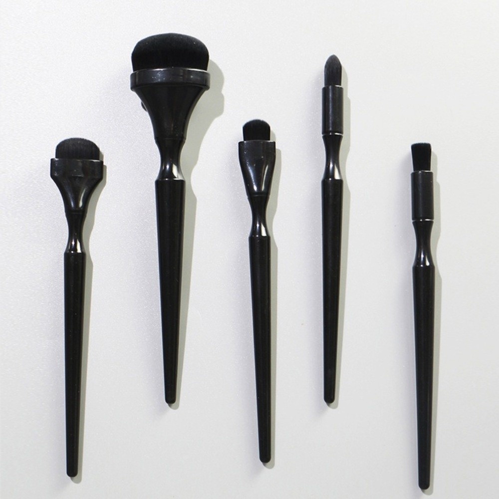 Comfortable Grip Makeup Brush Set Soft Fluffy Ergonomic Handle Eyeshadow Brushes Set Black Multifunction Cosmetic Brush Kit Full Face Makeup