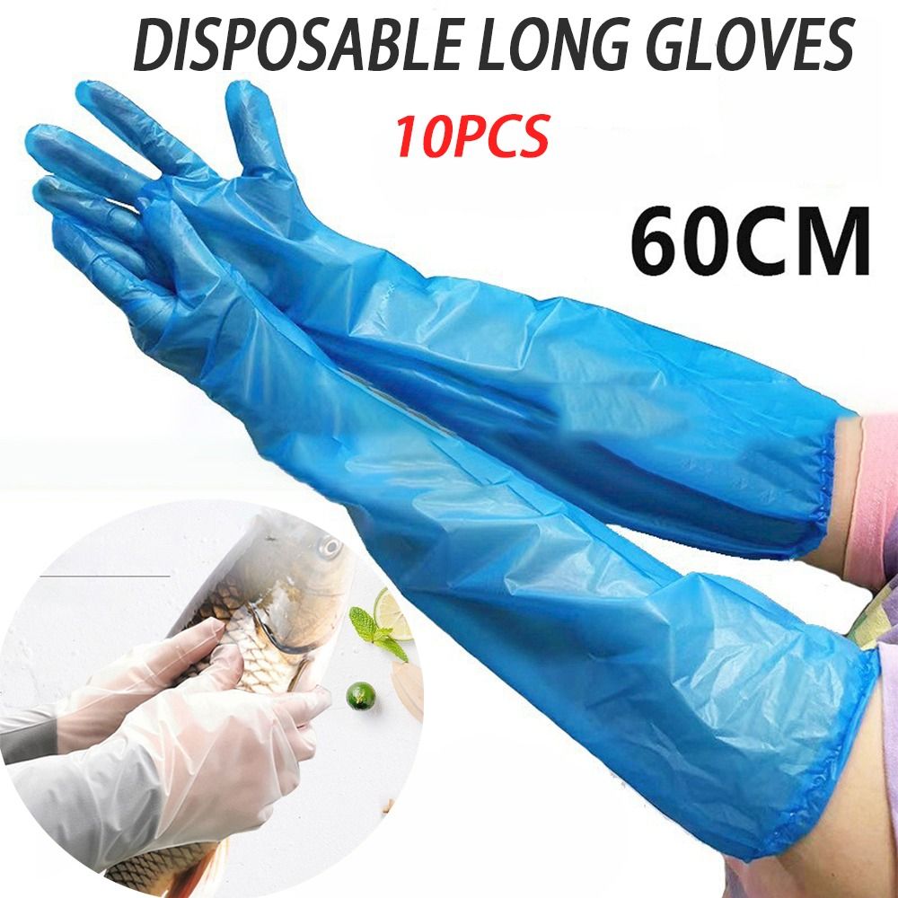 10PCS Food Grade Multifunctional Disposable Gloves Waterproof Plastic Cleaning Long Gloves Durable Thickened Farm Glove Household Kitchen Washing Dishes