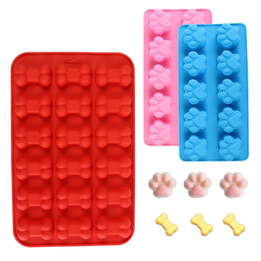 Cake Decorating Tool Silicone Bone Ice Trays High Temperature Resistance Easy Demoulding Dog Paw Baking Moulds Rectangle DIY Candy Mold Jelly