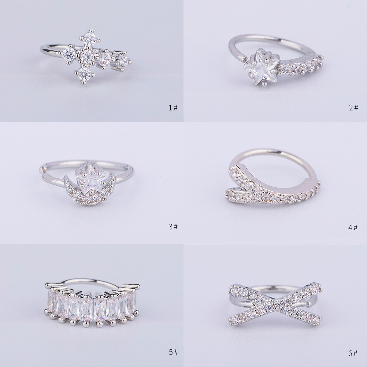 【Cheap】New Hole-free Lip Ring Nose Ring Dual-purpose Five-pointed Star Moon Lip Ring Cross-border Piercing Lip Ring Lip Nail Nose Nail