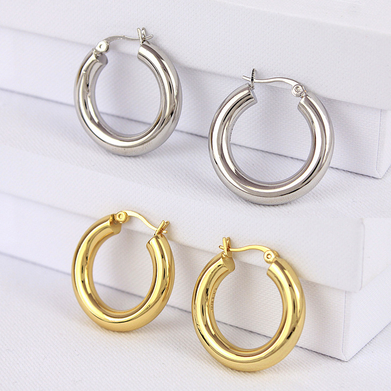 【Year-End Sale】Huajie Korean Style Simple Ear Hip Hop Fashionable Round Large Thick Retro Earrings Boys and Girls Ring Jewelry