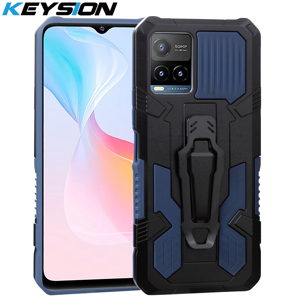 Wenefang KEYSION Shockproof Case for VIVO Y21S Y33S Y21 Y15S Y15A Y51 Y51A Y31 Y53S Y73 2021 Stand Clip Phone Back Cover for VIVO V21E 4G