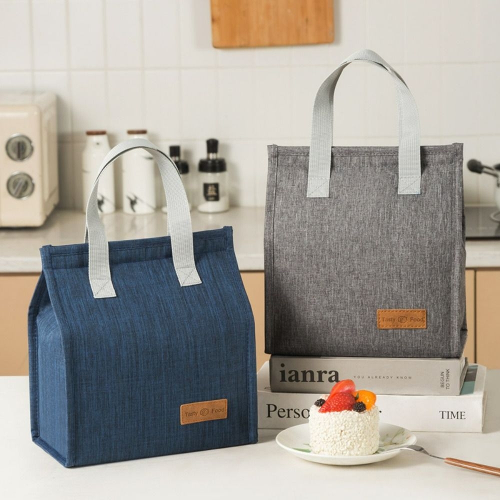Casual Simple Insulation Package Outdoor Cooler Lunch Box Bag Solid Color Waterproof Lunch Bag Food Hand Bags Tote Canvas Lunch Bag Thermal Breakfast Organizer