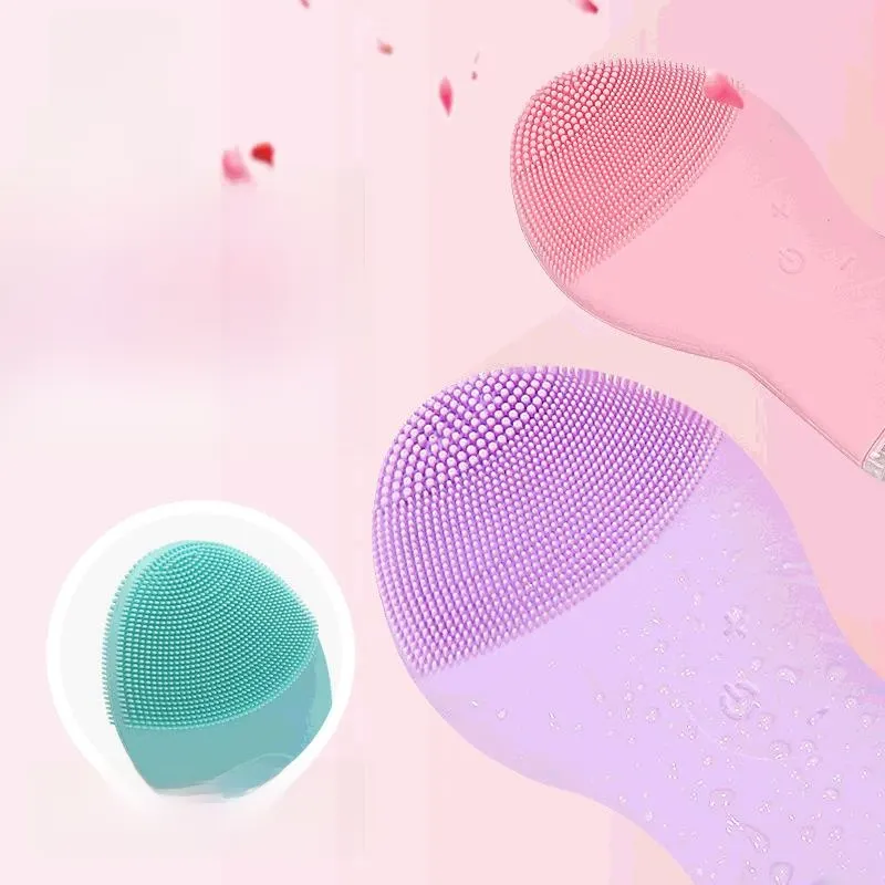 Electric facial cleanser silicone pore cleaner portable wash care ultrasonic vibration beauty instrument face brush wholesale