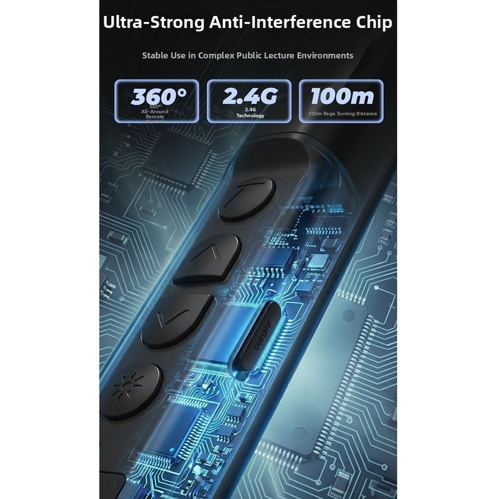 Lightweight Telescopic Stick Red Laser Presentation Clicker Touch Screen Writing 5 Level Adjustable 2.4GHz Wireless PPT Remote Volume Control LCD Screen Projector Laser Pointer Slide Control