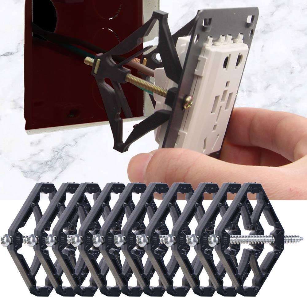 10pcs Electrician Accessories Black 86 Type Wall Socket Repairer Plastic Convenient Dark Box Repair Screw Plug Reusable Switch Box Repair Tool Old Socket Boxes