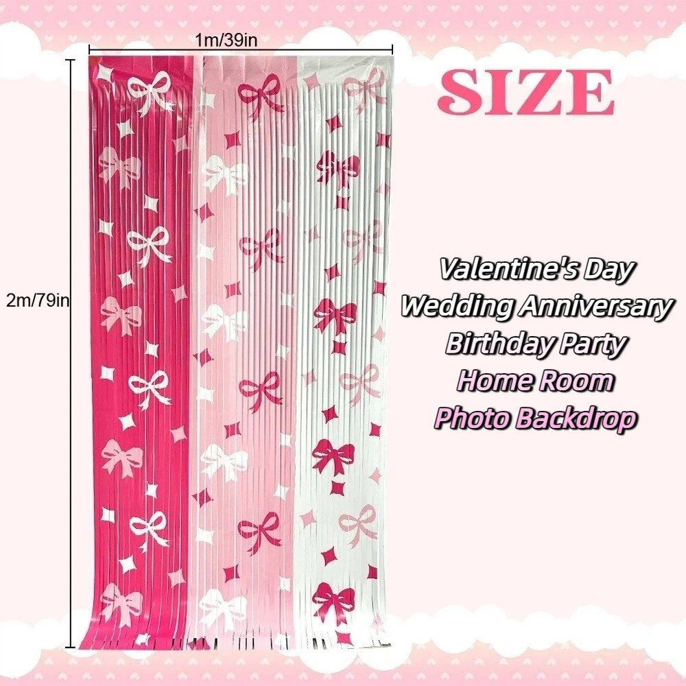 Creative Love Heart Valentine's Day Rain Curtain Plastic DIY Streamers Hanging Curtains Bowknot 2M Party Curtain Wall Decor Home Room
