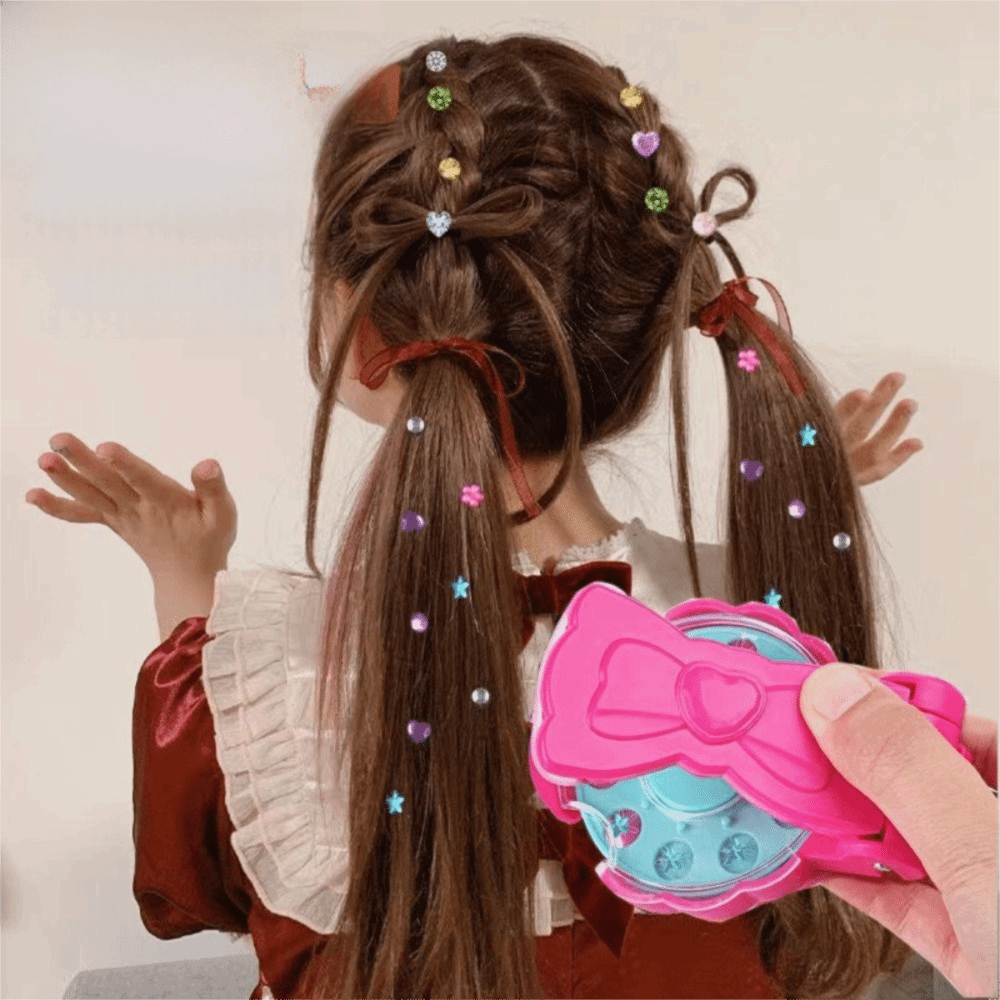 Color Matching Shiny Decorative Studs Hair Braiding Toy Smooth Edges Fine Workmanship Jewelry DIY Toy Easy-Operation Tools Sparkling Ornaments Stick-On Jewelry Set Children’s Party