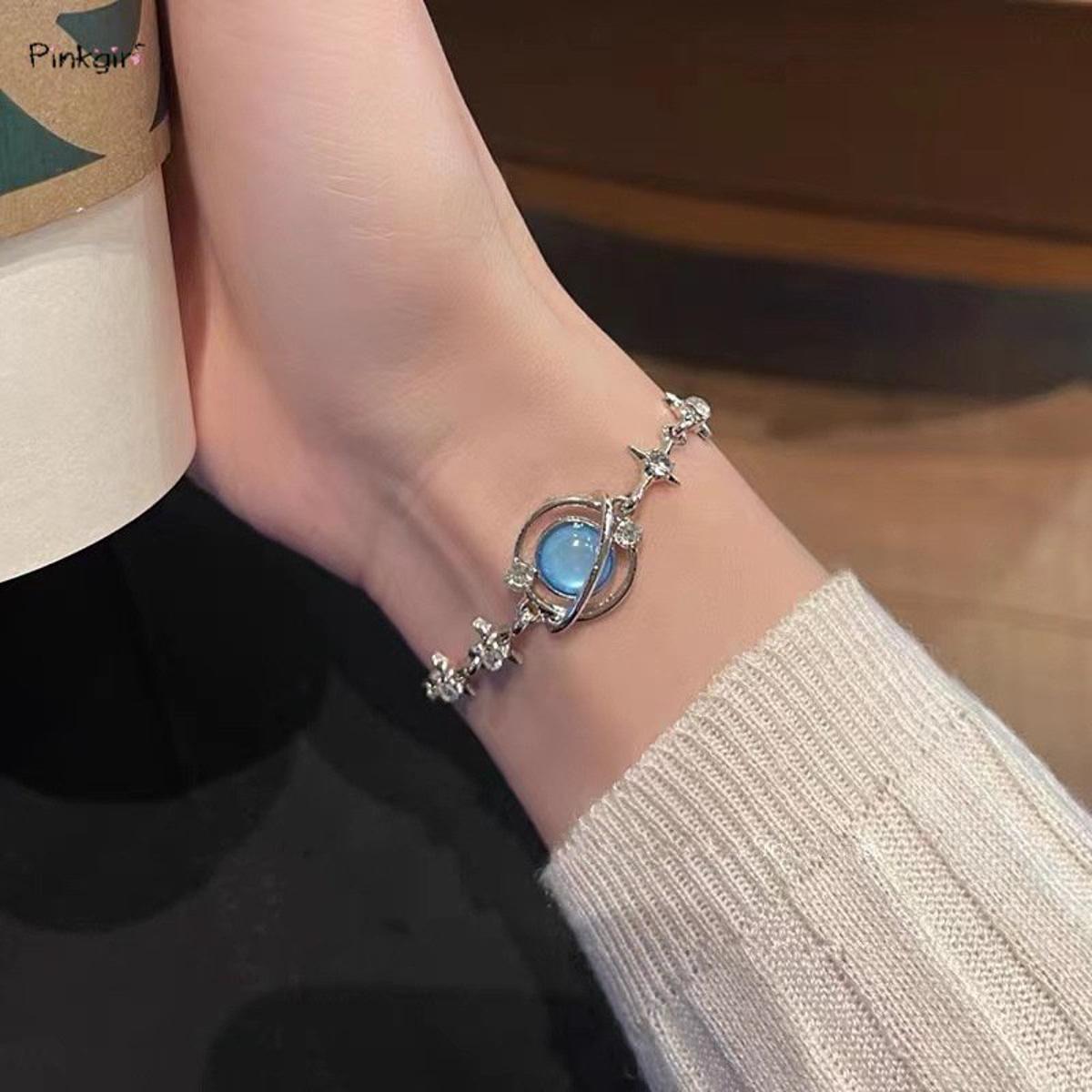 1PC Blue Planet Bracelet Korean Version Ins Niche Design Luxury High-end Girls Fashion Exquisite Jewelry