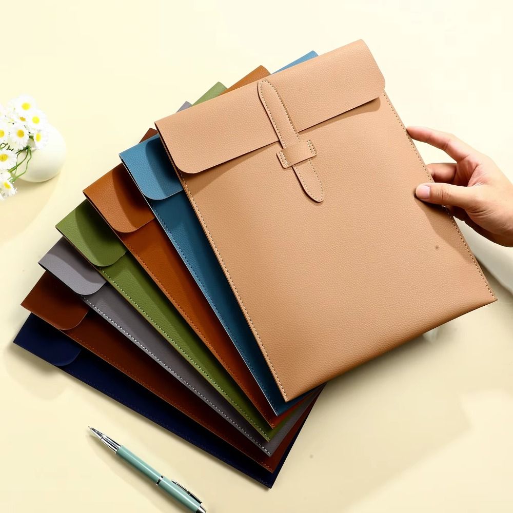 Elegant A4 Thick Document Bag Cortex Vertical Paper Organizer File Folder Large Capacity Laptop Case Business Information Bag Office Supplies