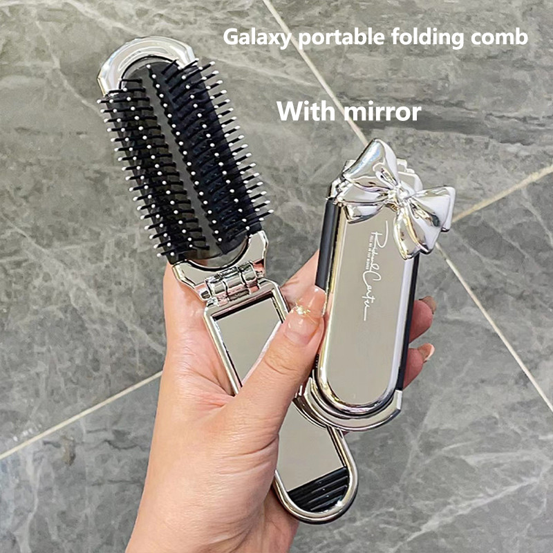 Enacolor Foldable Mini Small Comb Portable Carry Mirror Press for Ladies and Children Motorcycle Air Bag Comb