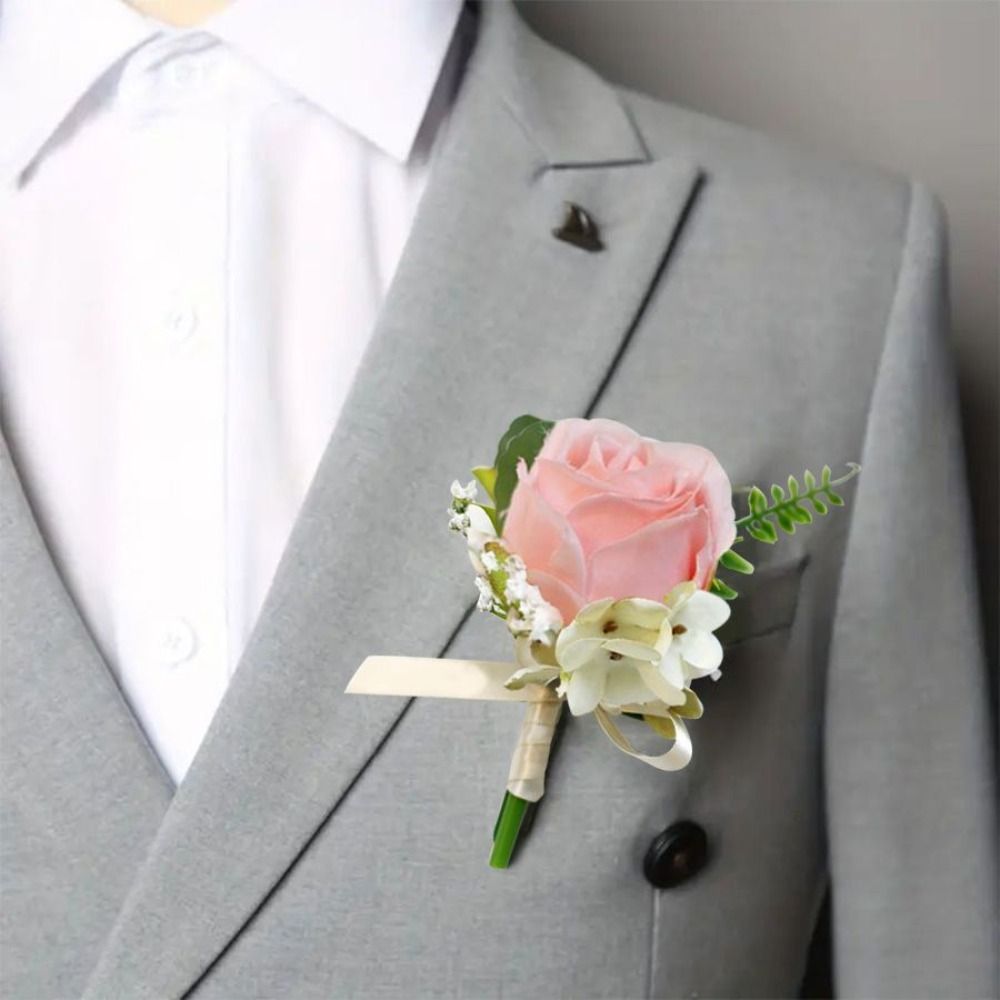 New Boutonnieres Flowers Groom Boutonniere Flowers Elegant Artifical Roses Wrist Corsage Wedding Accessories for Mensuit