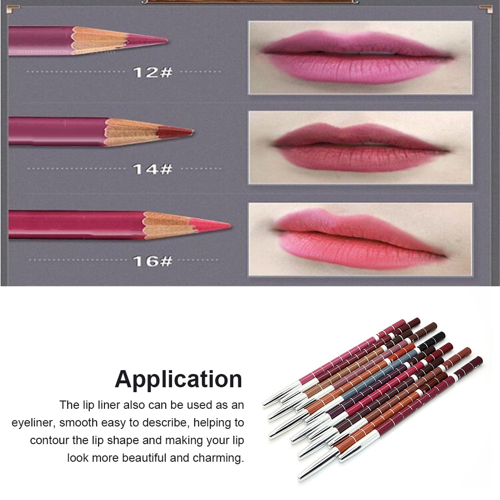 Yuanyan Pack of 12 Lip Liner Pencil Long Lasting Eyeliner Pen Natural Color Cosmetic