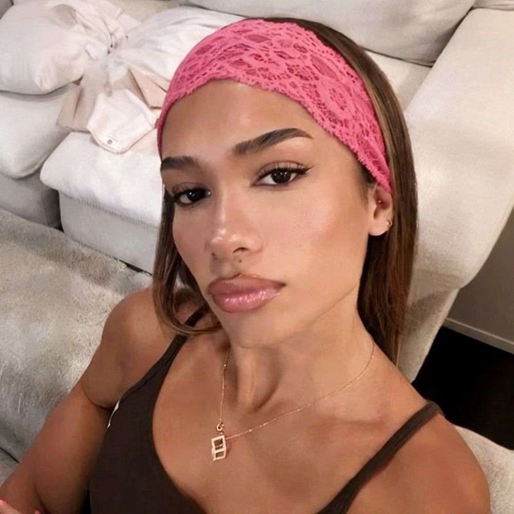 Stylish Soft Solid Color Headband Bow Non-Slip Lace Trim Headband Wide Stretch Fabric Headband Outdoor