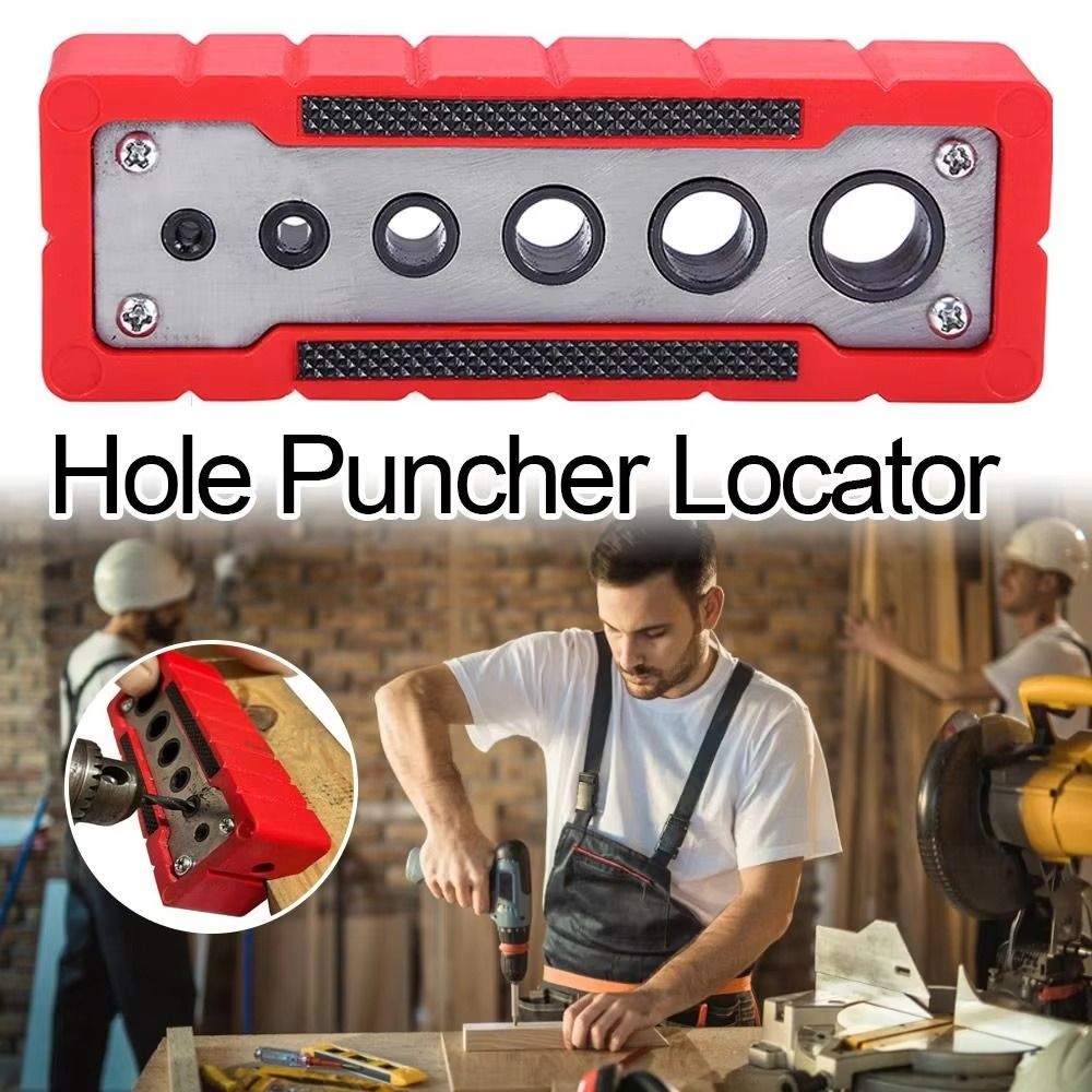 Durable 6-Hole Portable Drilling Guide Center Guide Precise Dowel Hole Positioner Locator Clamp Locator Corrosion Resistance Woodworking Drilling Furniture Manufacturing