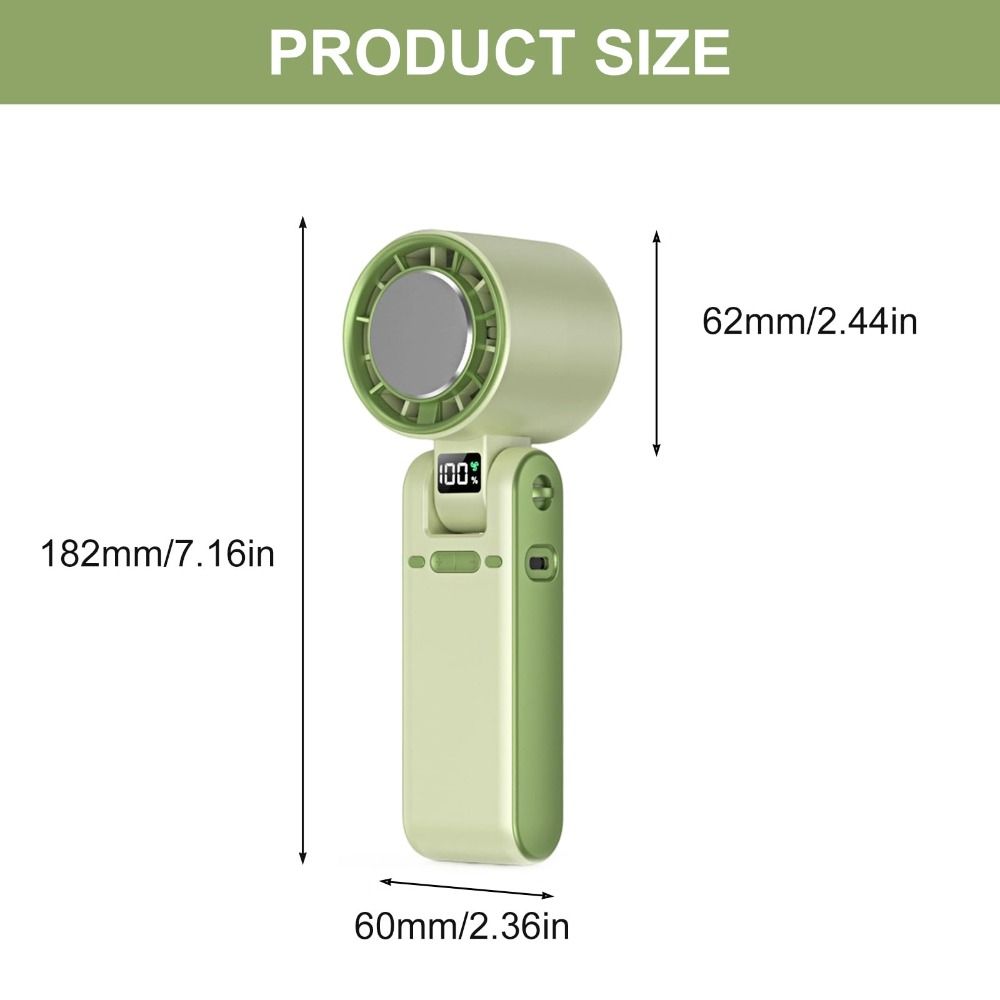 New LED Display Fan Rechargeable Powerful Portable Fan Folding High Speed Quiet Fan Bedside Use