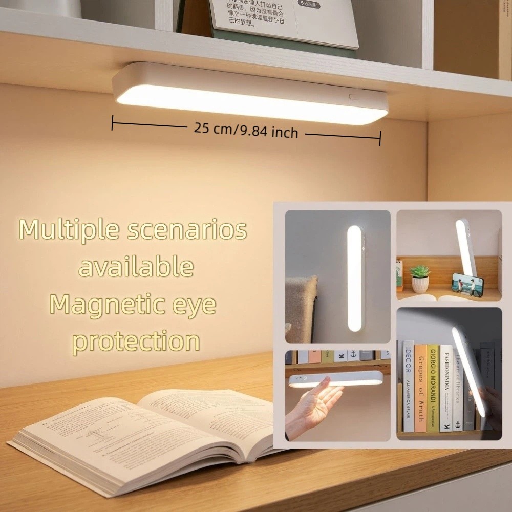 Long Light 3 Color LED Night Light Eye-care Adjustable Angle LED Light Bar Rechargeable Magnetic Mount Desk Reading Lamp Study