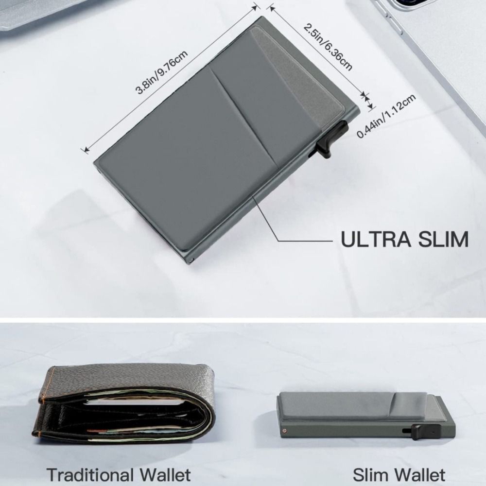 European Style Card Case Automatic RFID Anti-Theft Card Holder Screw Reinforcement Switch Side Design Men's Card Box Aluminum Alloy Material RFID Blocking Metal Card Bag Daily Use