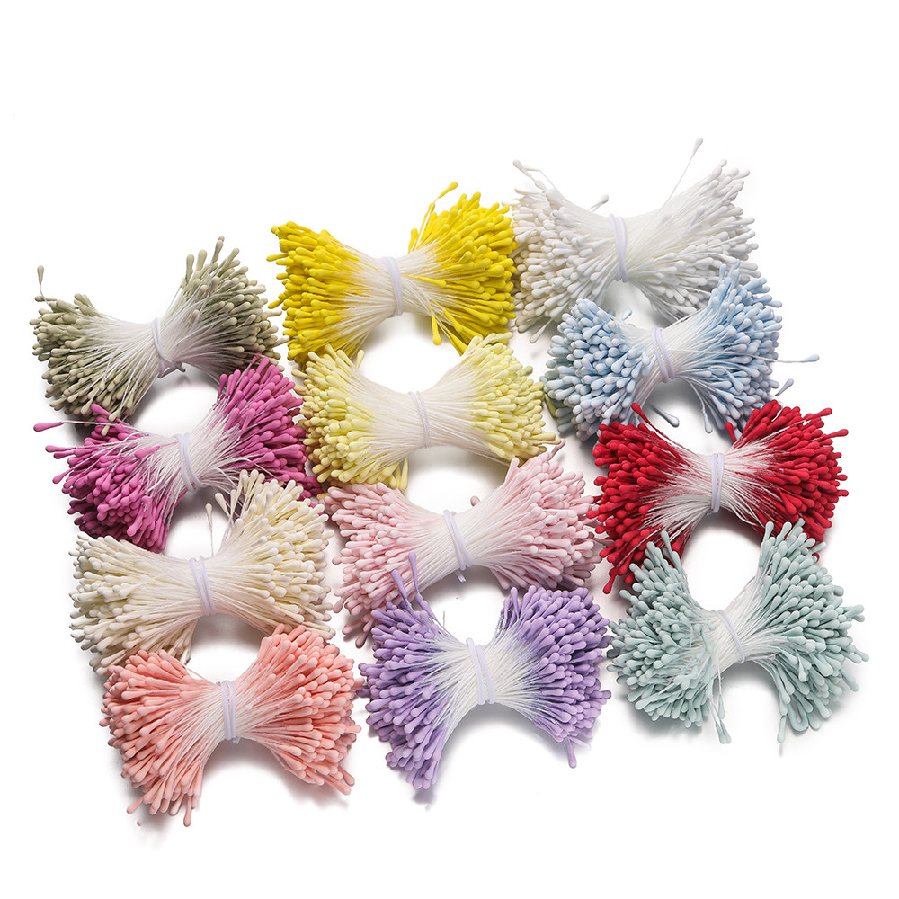 St. kunkka 150pcs/pack 2 * 60mm Double-headed Stamens Artificial Flower Core Gypsum Pollen Granules Rose Lily Core Handmade Craft Bouquet Decoration Materials