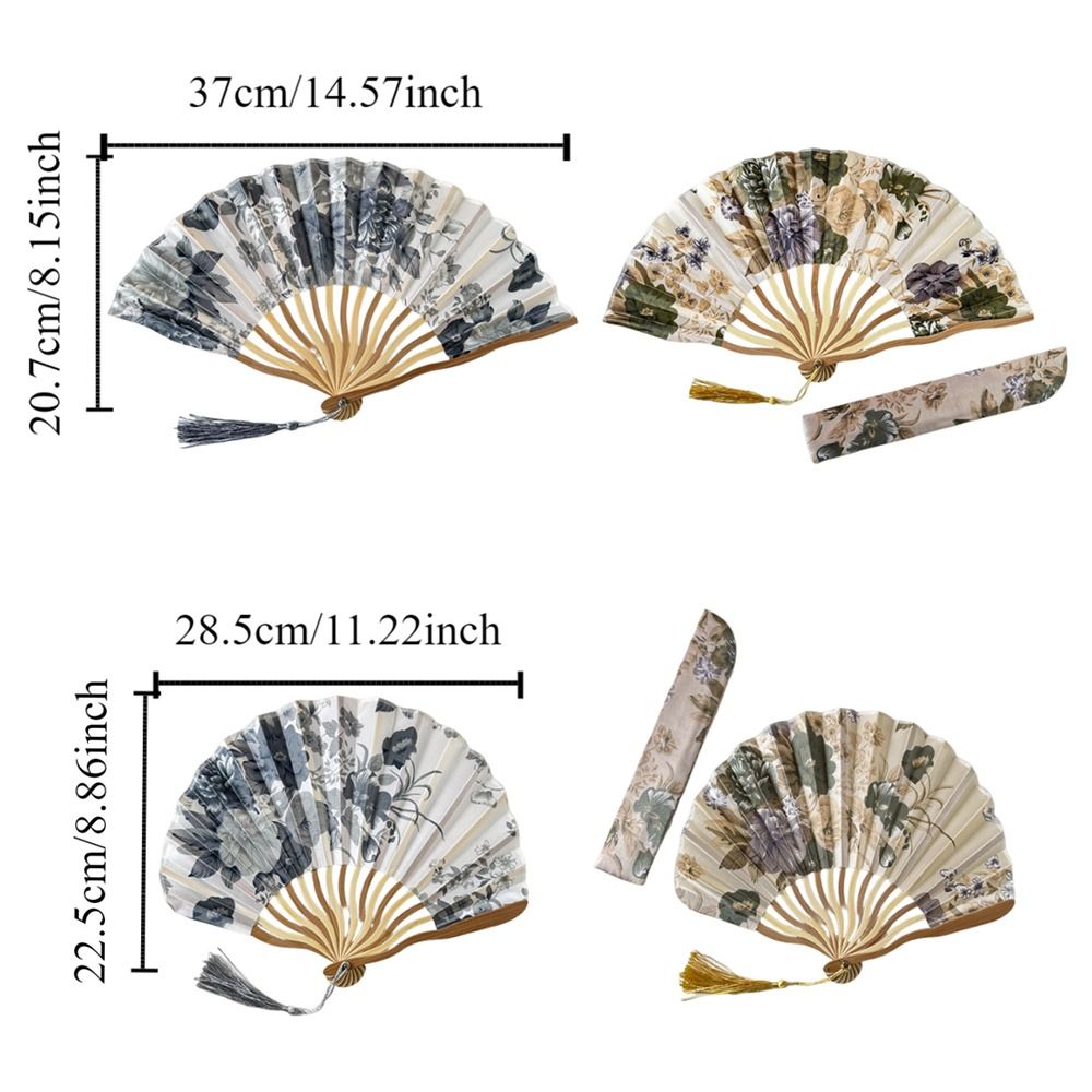 Performance Chinese Style Silk Folding Fan Flower Elegant Handheld Fan Classical Photo Prop Tassel Folding Fan Hanfu Accessories