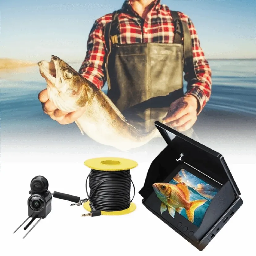 Portable Handheld Fish Finder Waterproof With Night Vision Underwater Fishing Camera 220 Degree Viewing Angle 4.3 Inch LCD Portable Fish Depth Finder Ice Fishing