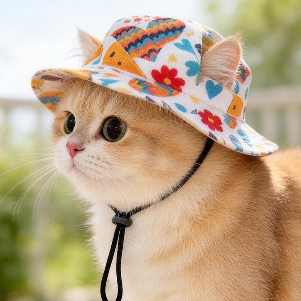 Fashion Adjustable Dog Fisherman Hat Ear Exposed Breathable Pet Sun Hat Comfortable Dog Sunscreen Hat Photography