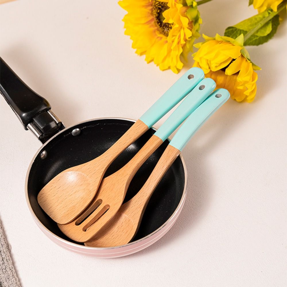 Toy Solid Wood Mini Wooden Spatula Cooking Spatula Food Spoon Wooden Spoon 17CM Natural Children Kitchenware Kid