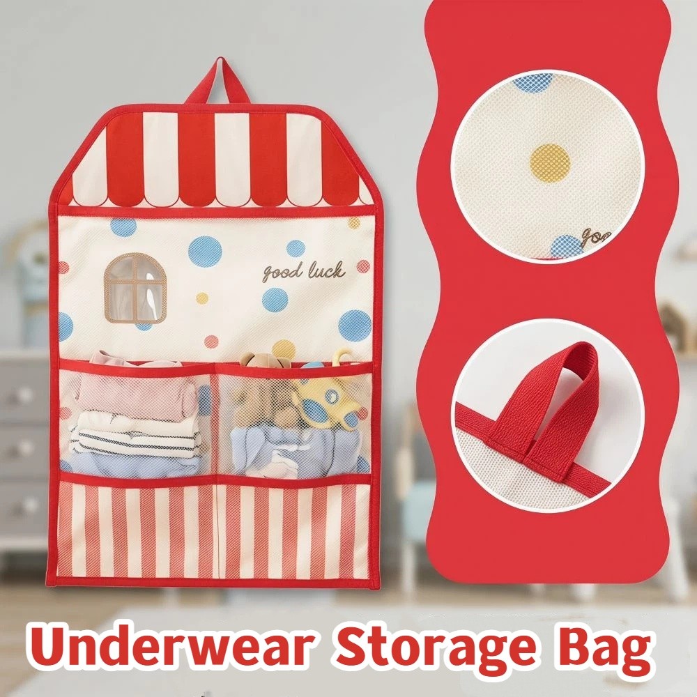 Multi-function Cartoon Underwear Storage Organization Large Capacity Multi-layer Hanging Door Organizer Portable Mesh Pockets Wardrobe Mounted Storage Bag Household Closet