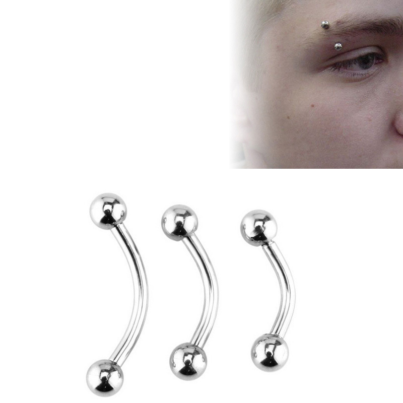 【Top Picks】New 316L stainless steel curved barbell eyebrow nail electroplated acrylic earrings navel nail puncture jewelry