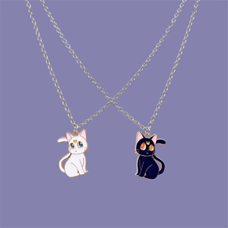 【New Arrivals】Luna Cat Hip Hop Style Necklace Men's Collarbone Chain Color-free Titanium Steel Niche Light Luxury Pendant Didi Couple's Woolen Chain