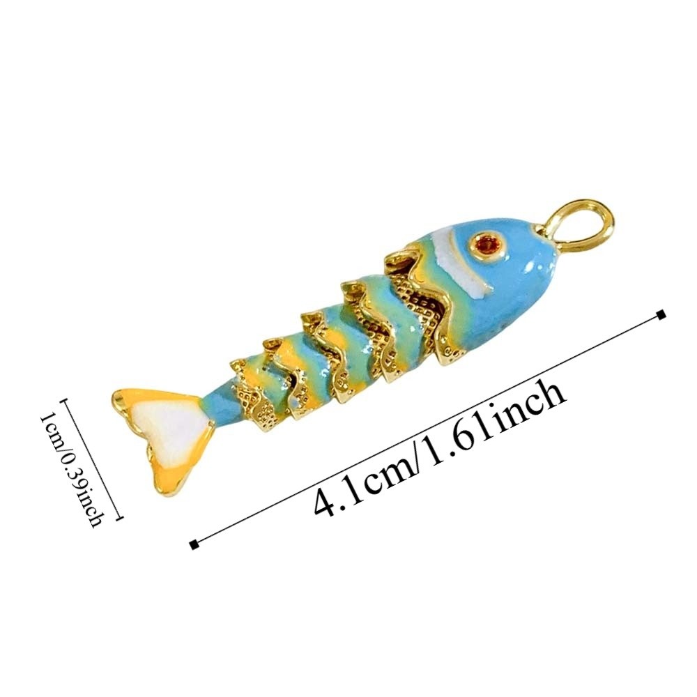 Funny Carp Plated Fish Charms 3D DIY Pendants Colorful Small Koi Creative Ocean Style Movable Mini Metal Fish Necklace