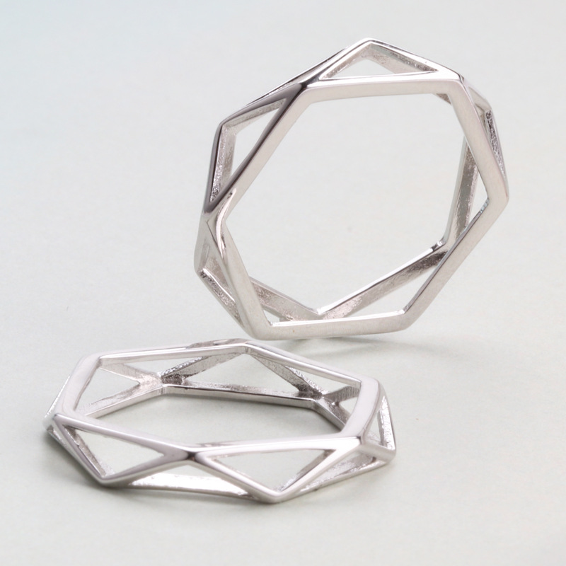 【Trendy designs】JZ268 3D Design Cool White Gold Star Diamond Star Men's and Women's Couple's Ring Ring