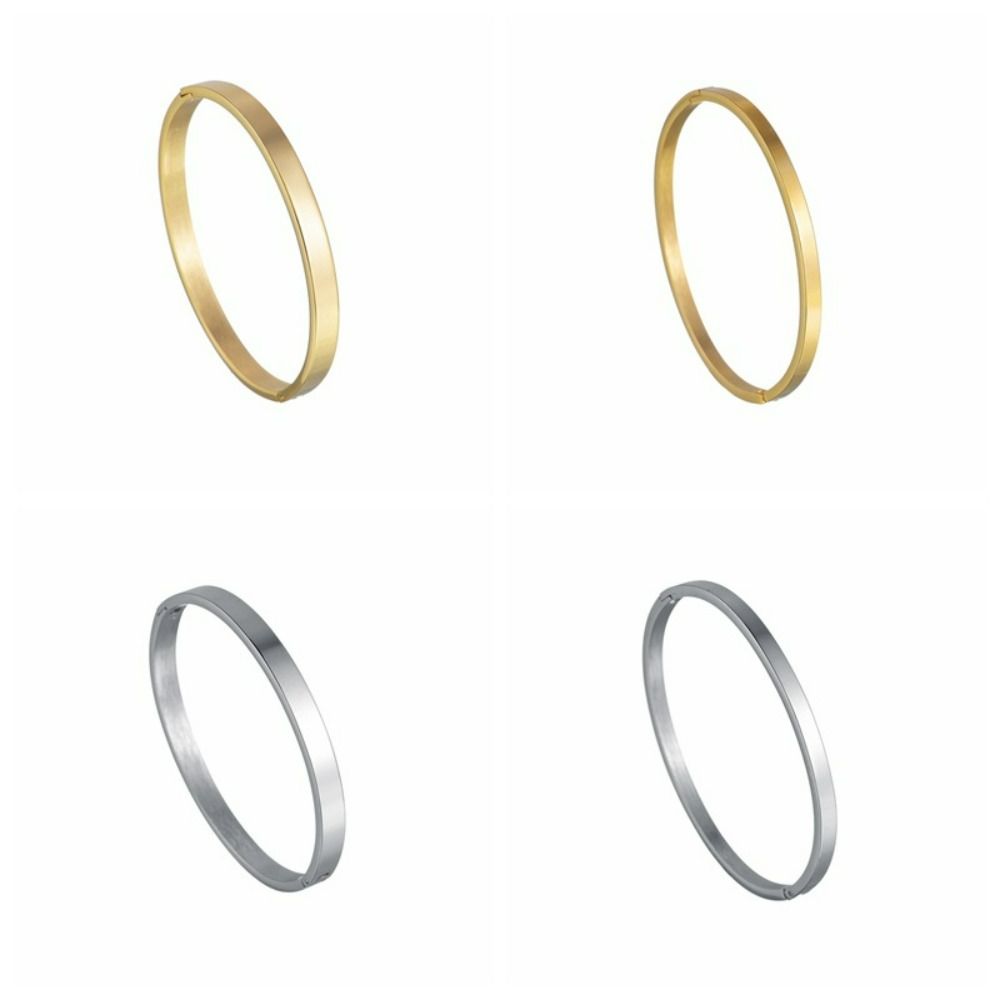 Cute Personality Women Gift Minority Design Jewelry Accessories Stainless Steel Women Bracelets Simple Pulseras Cuff Bangles Couple Bangles