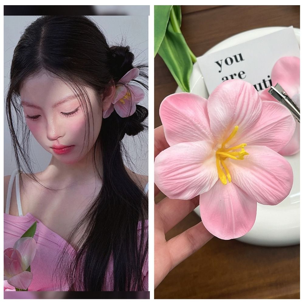 Fashion Cloth Simulation Flower Hair Clip Bohemian Style Tulip Flower Hairpin Duckbill Clip Female Hair Accessories Women