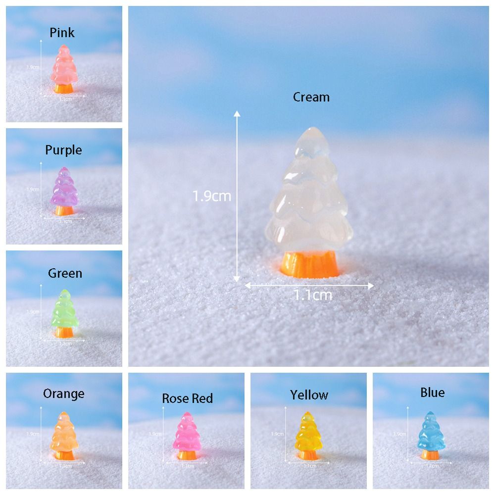 10pcs/Set Creative Cute Xams Tree Miniatures Mini Resin DIY Snowscape Accessories Micro Landscape Noctilucent Christmas Ornaments Christmas