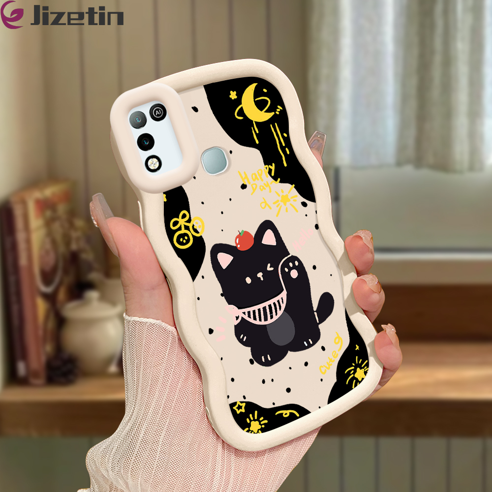 Jizetin for Infinix Hot 10 11 8 9 Play Hot 40 30i 50 4G Tecno Spark 20 Pro Back Cover Tomato Kitten Macaron Bright Color Wavy Shape Soft Mobile Phone Cases