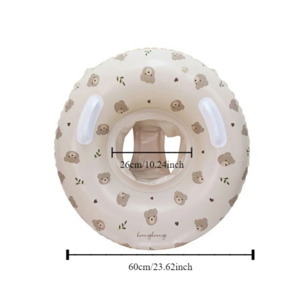 Swim Circle Double Handle Baby Float Ring Bear Swim Ring Children Swimming Seat Float Double Base Inflatable Swimming Ring Kids