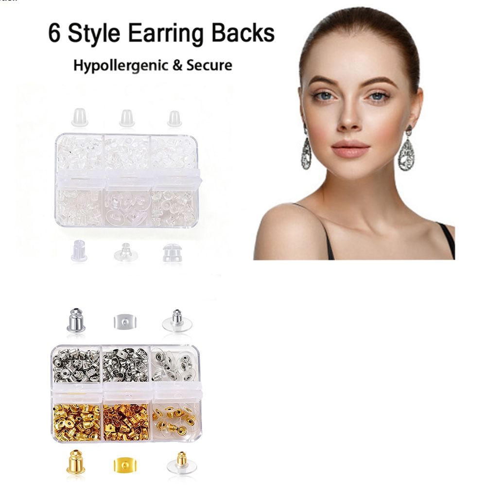 Durable Transparent Ear Plug Set Soft Silicone Clear Earring Safety Back Replacement Kit 6 Styles Earring Back Stoppers DIY Earring