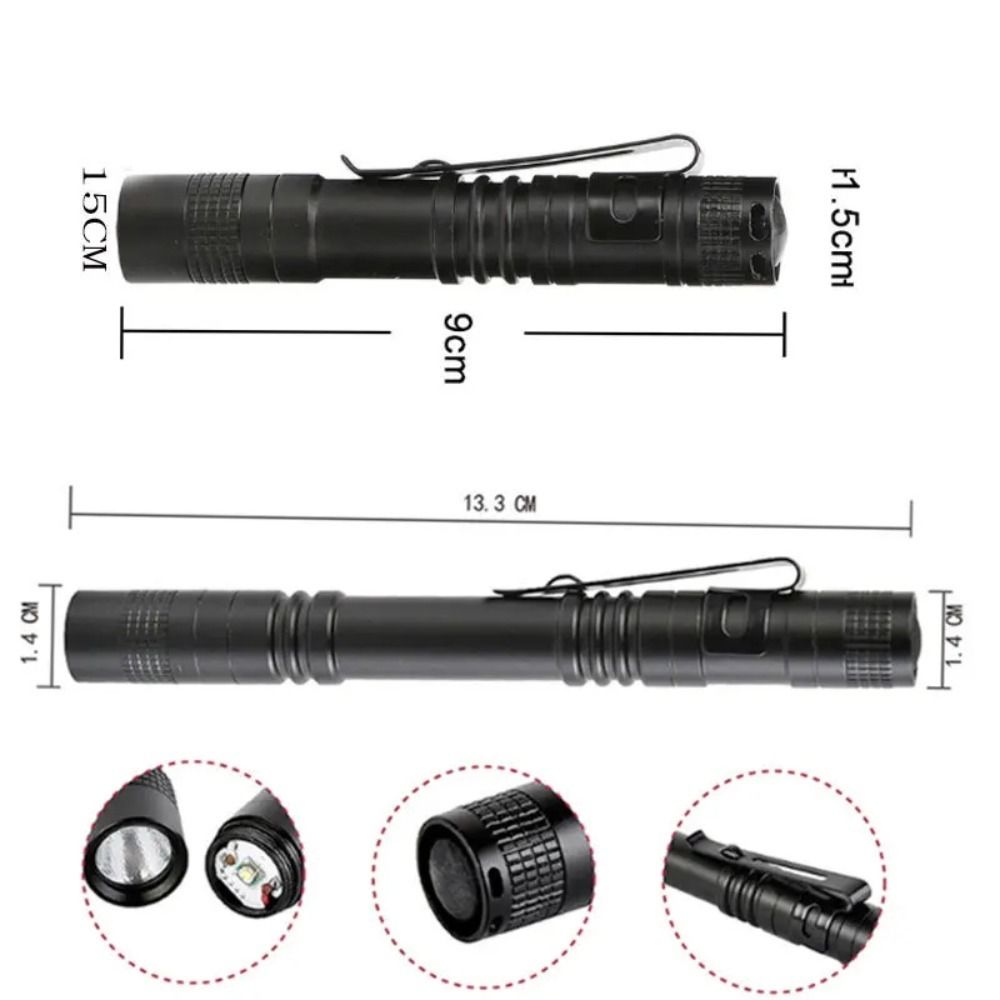 Work Lamp With Clip Mini Pen Lamp Portable Flashlight Portable Super Bright Penlight Clip Work Light Black Mini Light Mini LED Flashlight Hiking