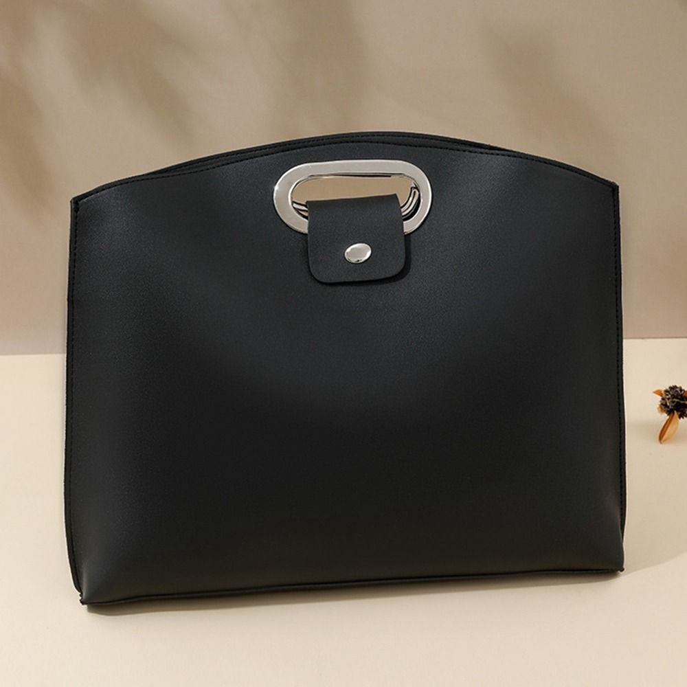 Casual PU Office Document Tote Bag Solid Color Laptop Bag File Bag Handbag Large Capacity Briefcases Outdoor